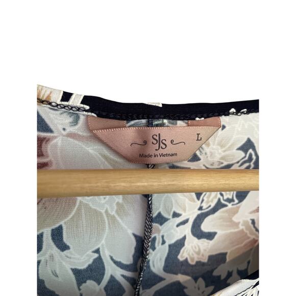 S|S | Floral Stretch T-Shirt Dress | Casual Boho Fall Print | Black | Size L - Picture 4 of 5